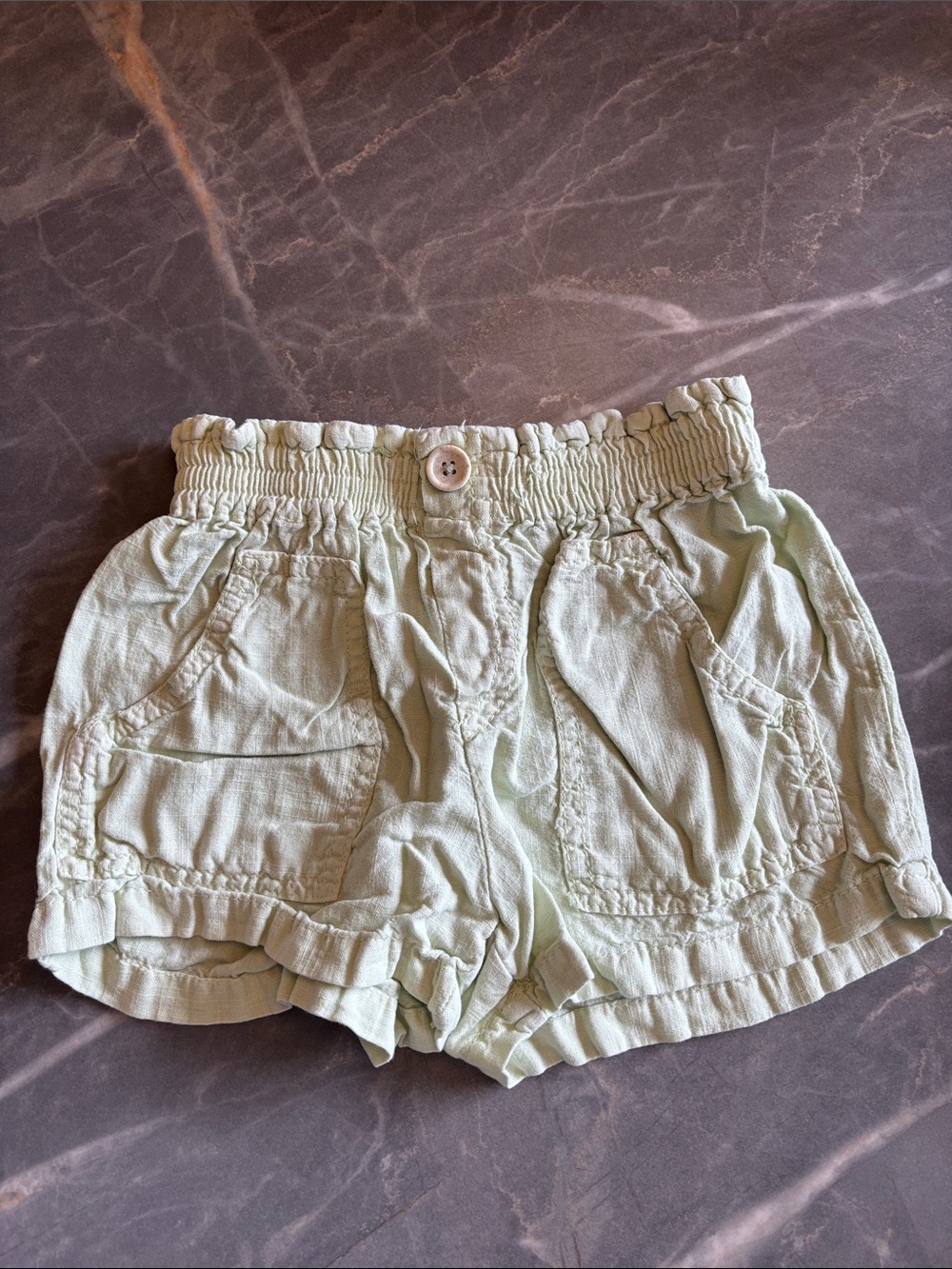 Zara Light Mint Elastic-Waist Kids Shorts